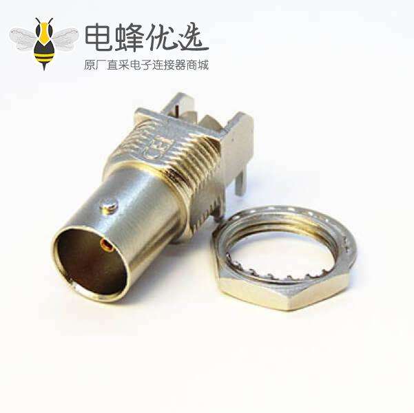 弯式穿墙BNC连接器母头PCB插板式穿墙8mm厚度75欧姆镀镍