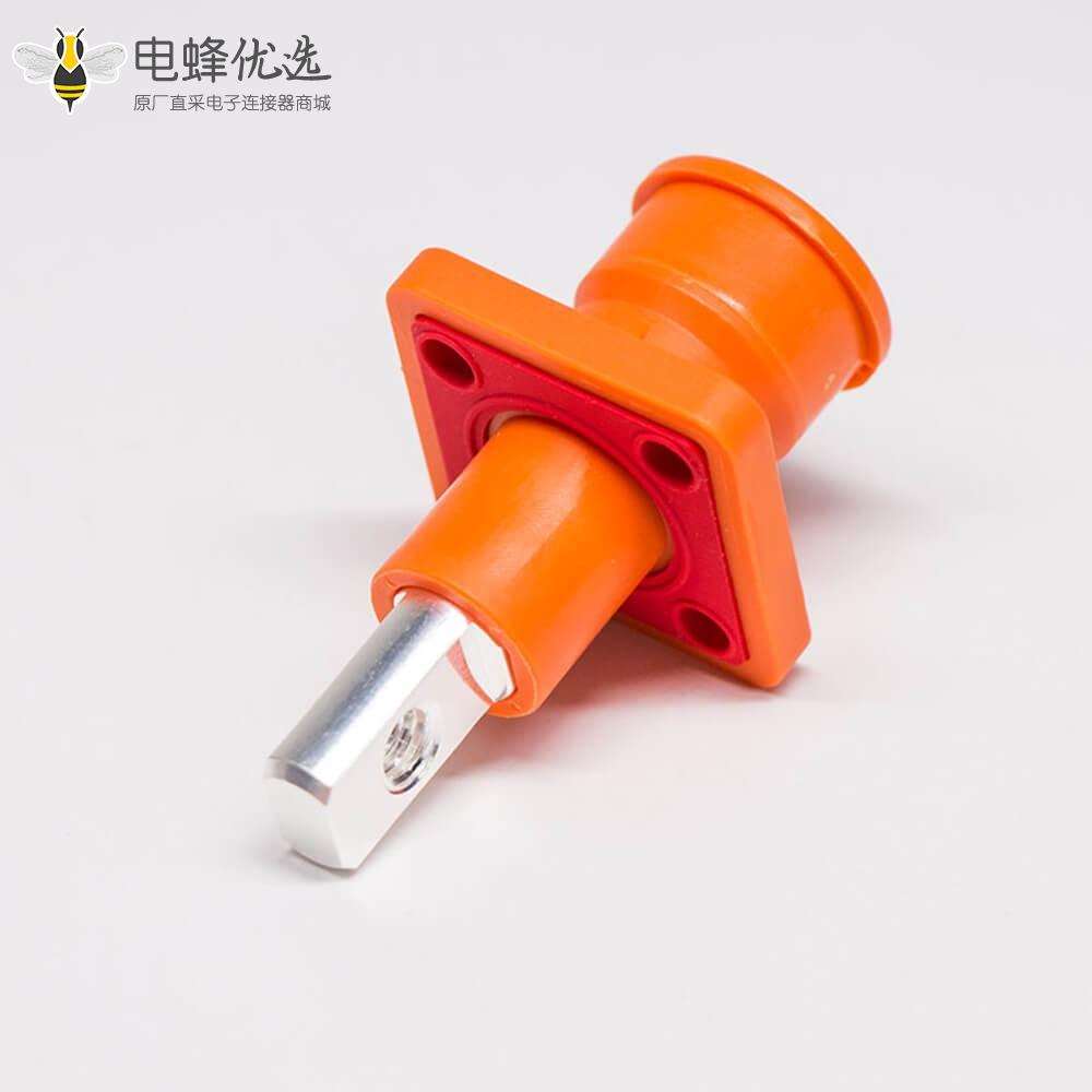 高压大电流连接器6mm橙色弯式插头插座防水100A