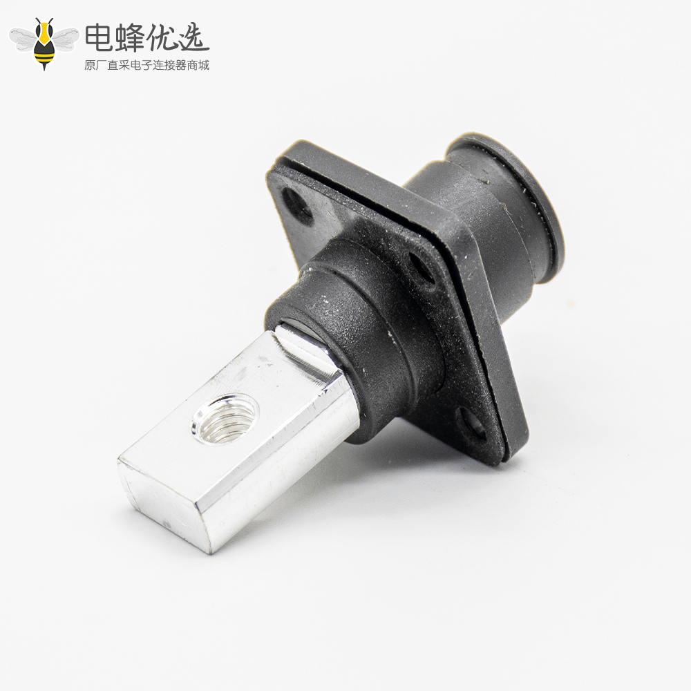 新能源电源储能连接器弯式8mm黑色插头插座150A带孔铜牌IP65防水