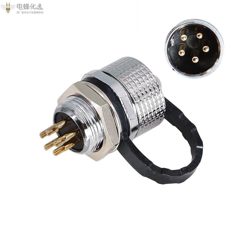 GX12直式5芯航空连接器5A125V防水IP67母插头公插座焊板PCB